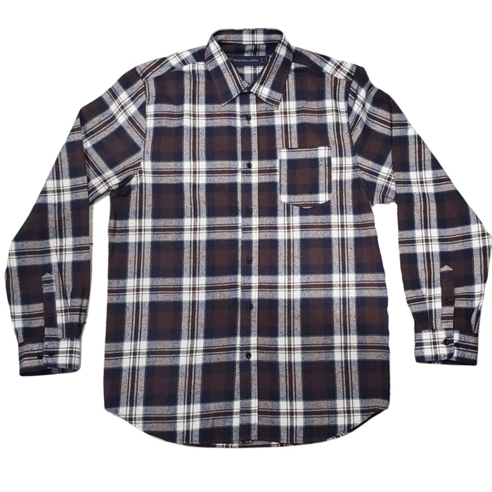 Brown and Navy Flannel Long Sleeve Shirt