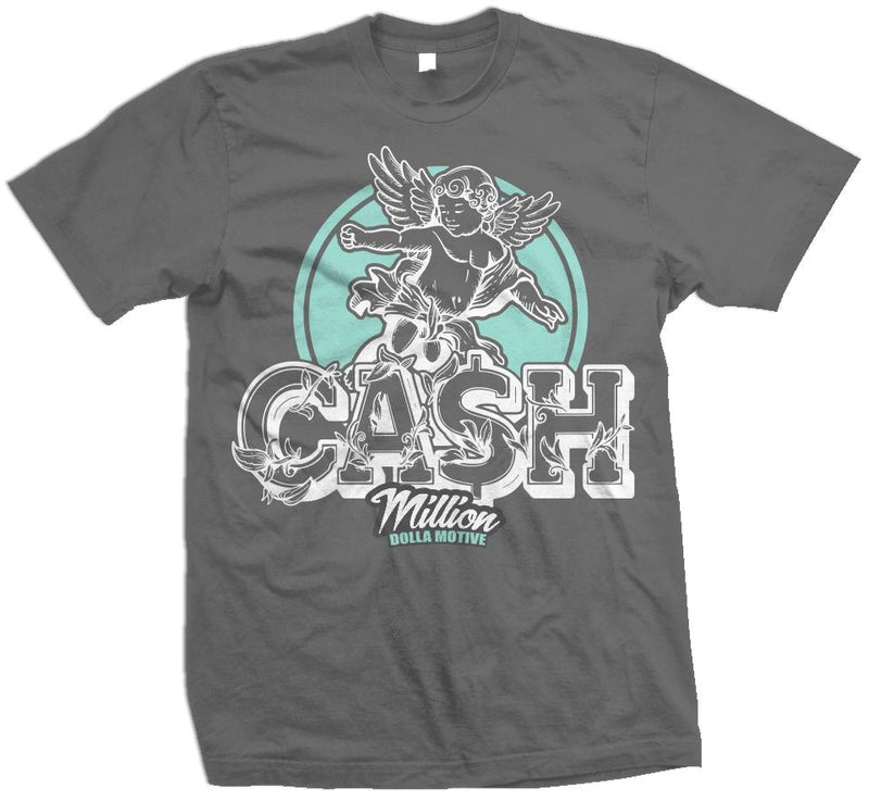 Cash Angel Cherub - Island Green on Dark Grey T-Shirt T-Shirt Million Dolla Motive 