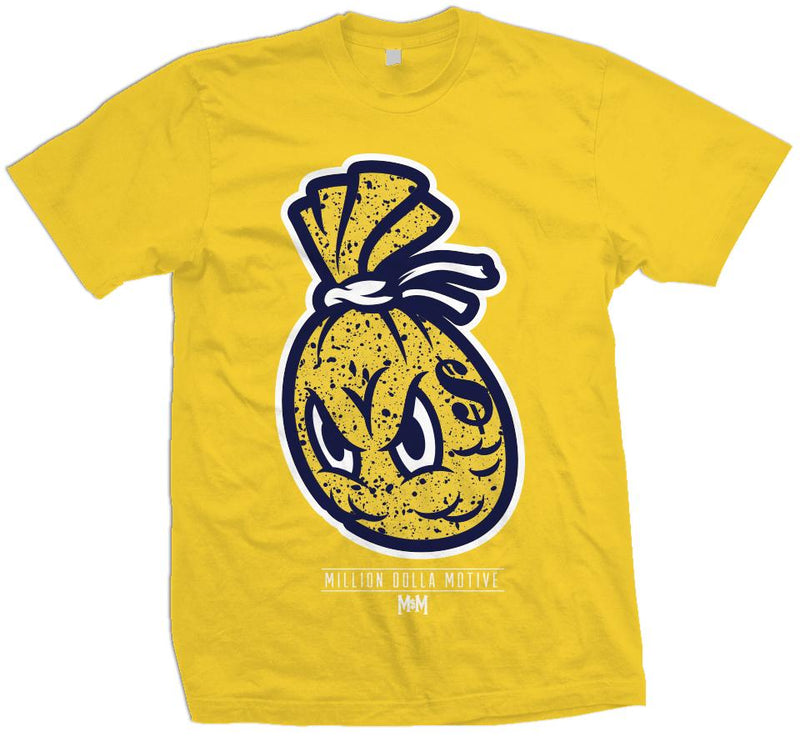 Speckled Money Bag - Navy on Amarillo Yellow T-Shirt T-Shirt Million Dolla Motive 