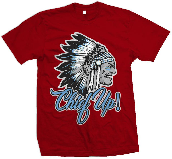 Chief Up -University Blue on Red T-Shirt