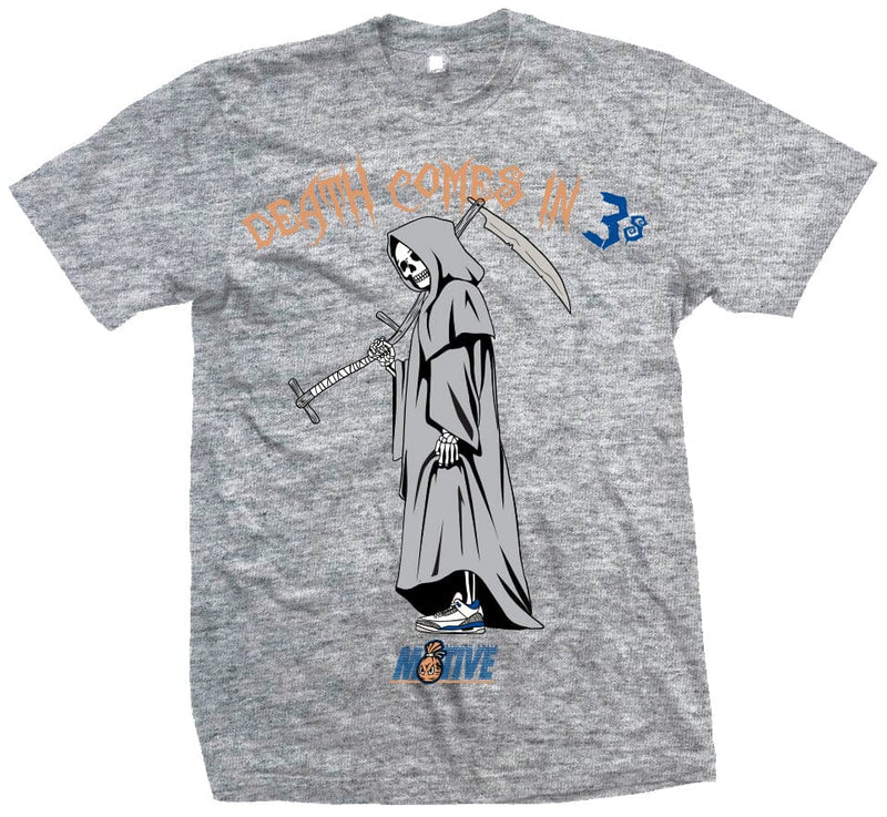 Death Comes In 3's - Heather Grey T-Shirt T-Shirt Million Dolla Motive 