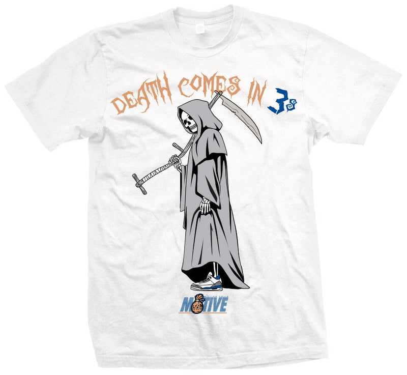 Death Comes In 3's - White T-Shirt T-Shirt Million Dolla Motive 