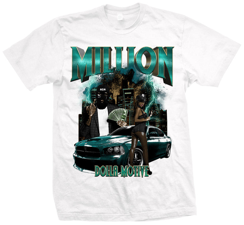 Cars & Money - White T-Shirt T-Shirt Million Dolla Motive 