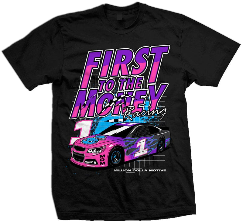 First to the Money - Black T-Shirt T-Shirt Million Dolla Motive 