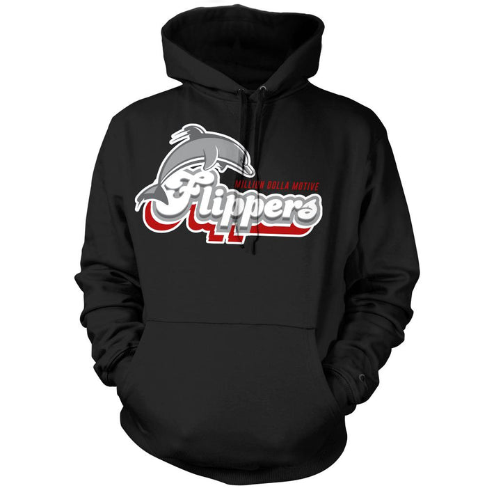 Flippers - Red on Black Hoodie Sweatshirt