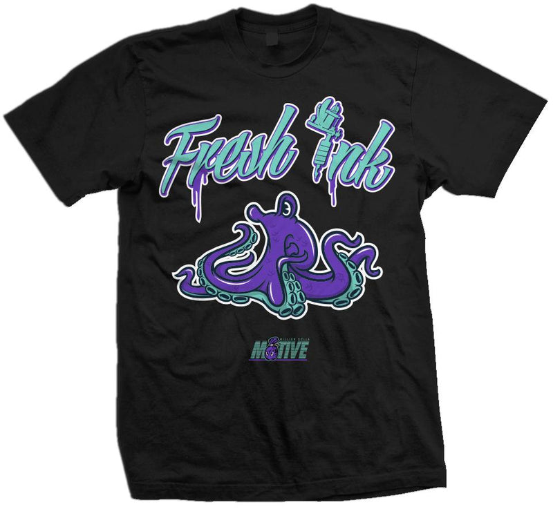 Fresh Ink Squid - New Emerald/Purple on Black T-Shirt T-Shirt Million Dolla Motive 