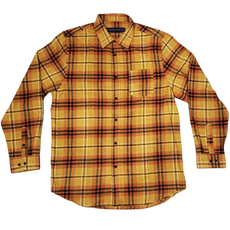 Gold and Orange Flannel Long Sleeve Shirt T-Shirt Million Dolla Motive 