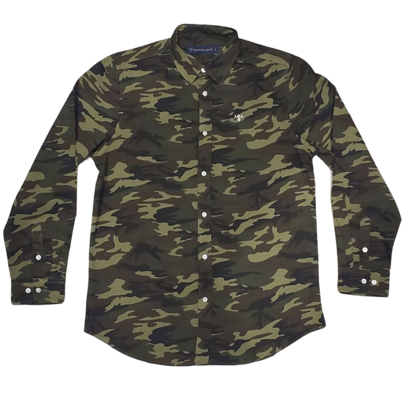 Green Camo Oxford Long Sleeve Shirt T-Shirt Million Dolla Motive 