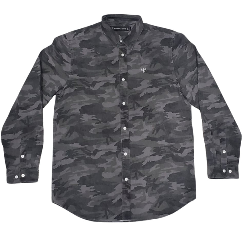 Grey Camo Oxford Long Sleeve Shirt T-Shirt Million Dolla Motive 
