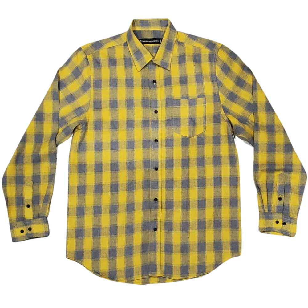 Yellow and Grey Flannel Long Sleeve Shirt