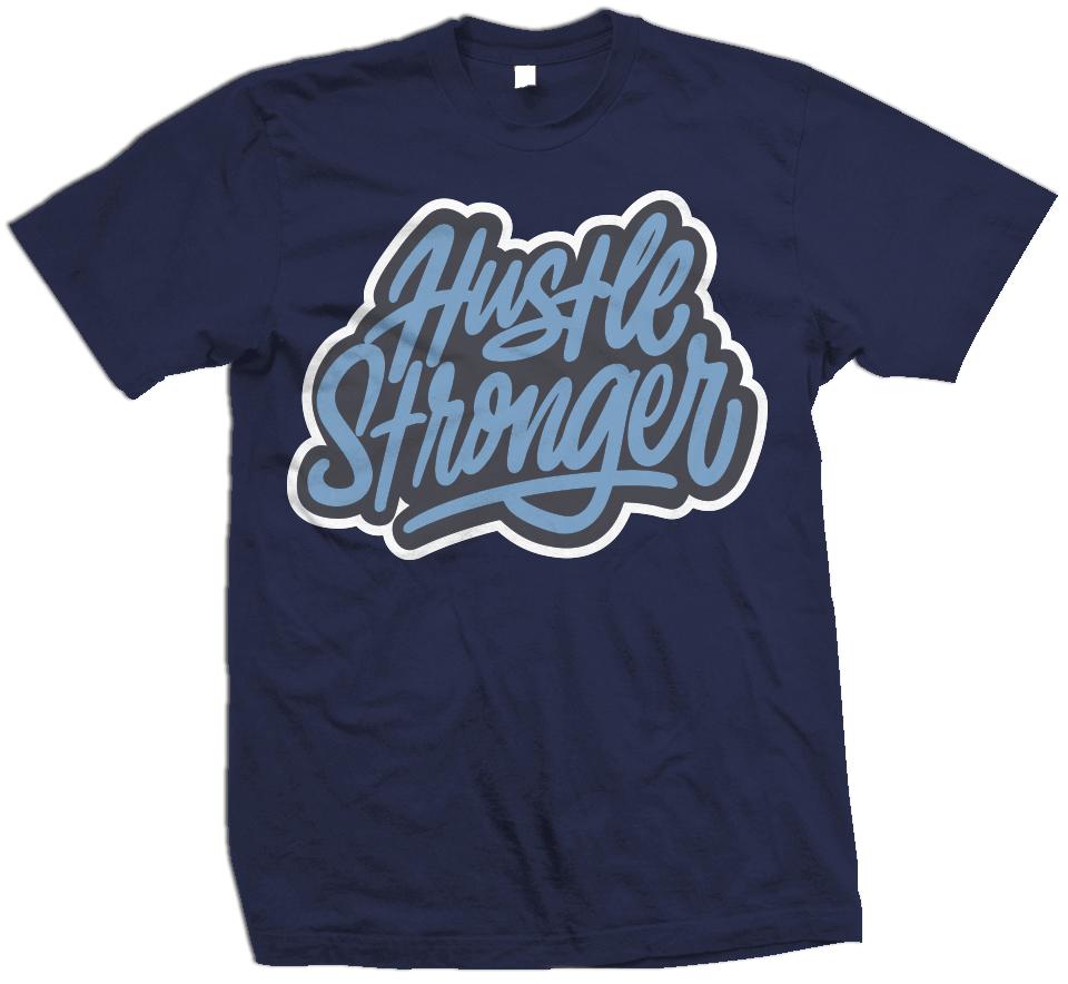 Hustle Stronger Flint - University Blue on Navy T-Shirt