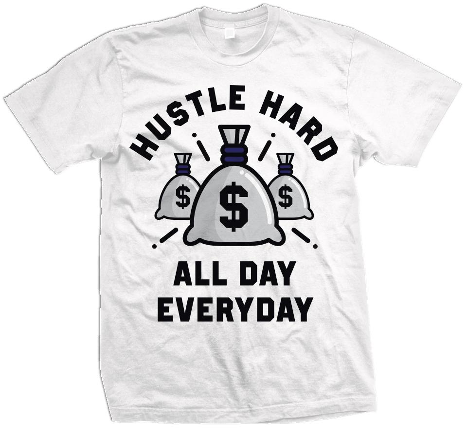 Hustle Hard - Concord Purple on White T-Shirt - Million Dolla Motive