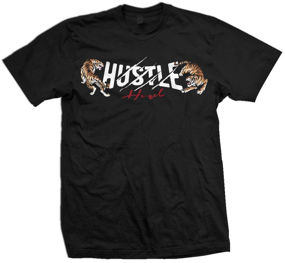 Hustle Hard Tigers - Black T-Shirts