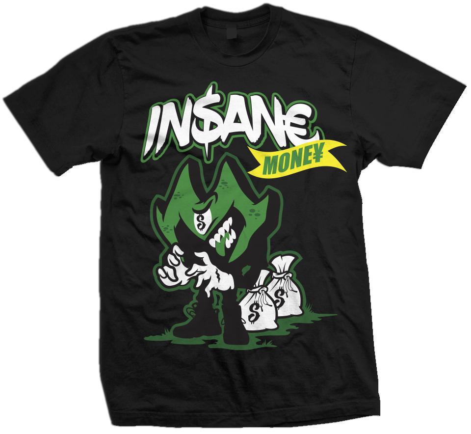 Insane Money - Kelly Green on Black T-Shirt