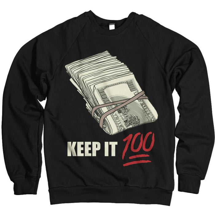 Keep It 100 - Black Crewneck Sweatshirt - Million Dolla Motive