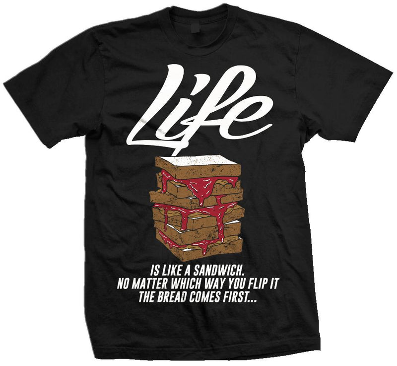 Life Is Like A Sandwich - Red on Black T-Shirt T-Shirt Million Dolla Motive 