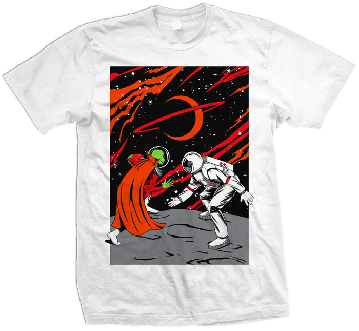 Mars vs Earth - Orange / Red on White T-Shirt