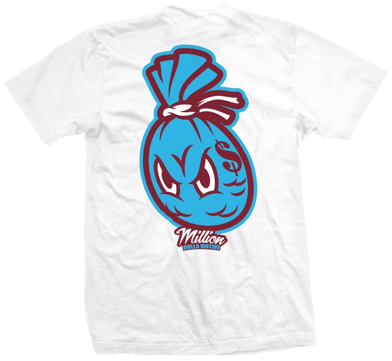 Money Bag on the Back - White T-Shirt T-Shirt Million Dolla Motive 