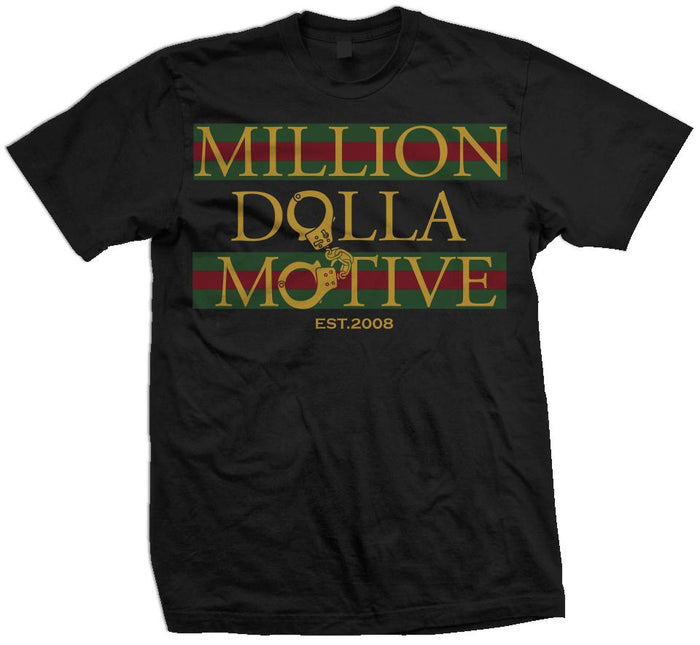 Money and Cuffs - Gold on Black T-Shirt - Million Dolla Motive