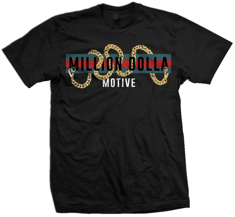 Million Dolla Motive Chains - Gold on Black T-Shirt T-Shirt Million Dolla Motive 