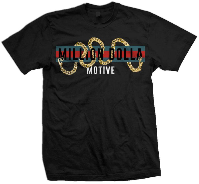 Million Dolla Motive Chains - Gold on Black T-Shirt