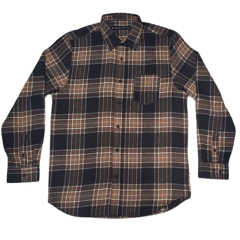 Mocha Brown Flannel Long Sleeve Shirt T-Shirt Million Dolla Motive 