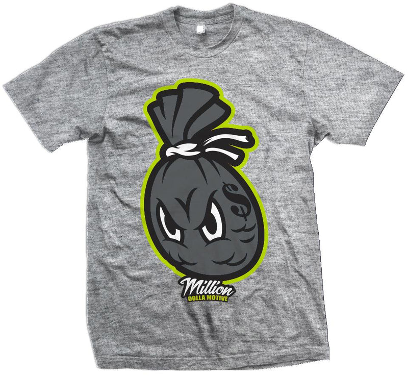 Money Bag - Volt on Heather Grey T-Shirt T-Shirt Million Dolla Motive 
