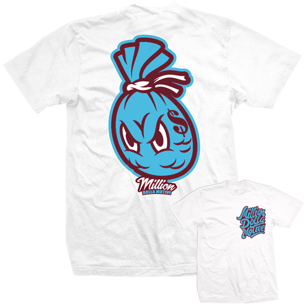 Money Bag on the Back - White T-Shirt T-Shirt Million Dolla Motive 