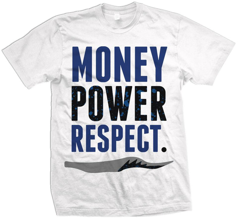 Money Power Respect Stealth- Royal Blue on White T-Shirt T-Shirt Million Dolla Motive 