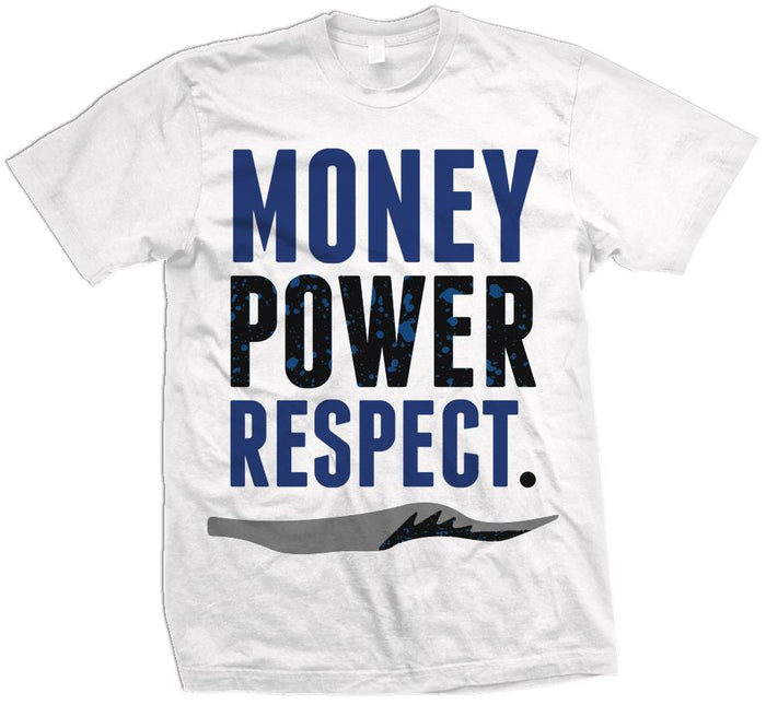 Money Power Respect Stealth- Royal Blue on White T-Shirt