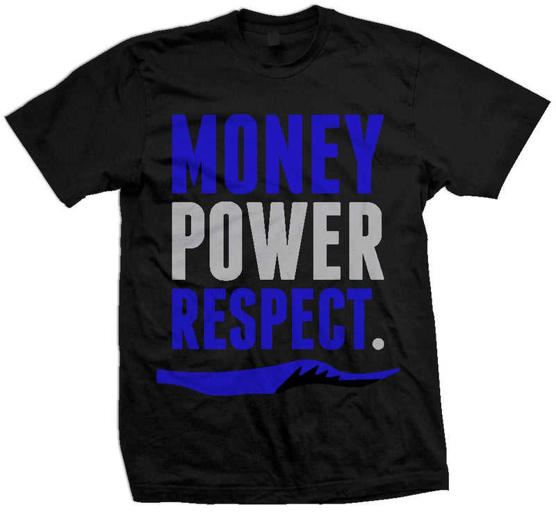 Money Power Respect - Racer Blue on Black T-Shirt T-Shirt Million Dolla Motive 