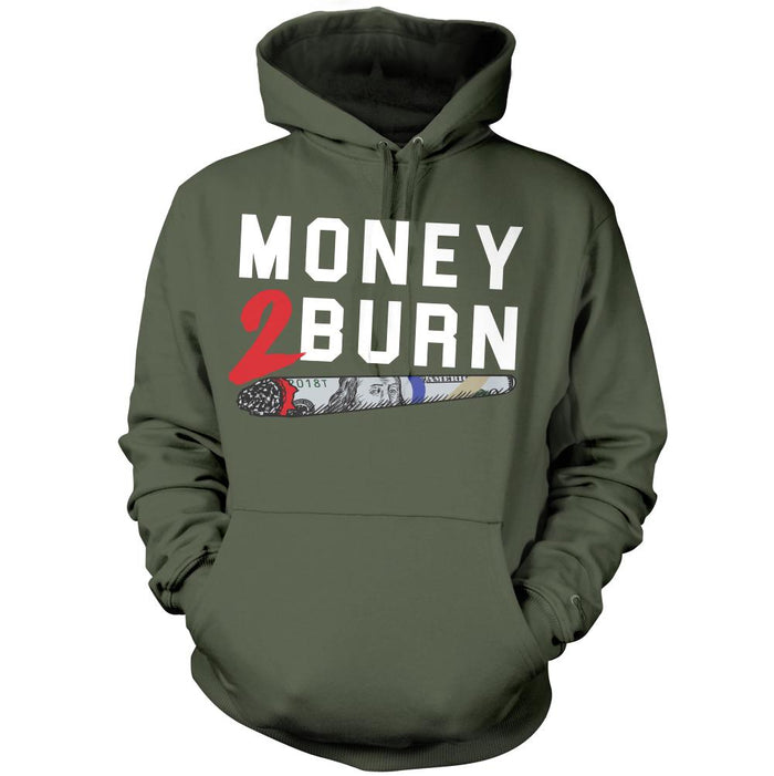 Money 2 Burn - Olive Hoodie Sweatshirt