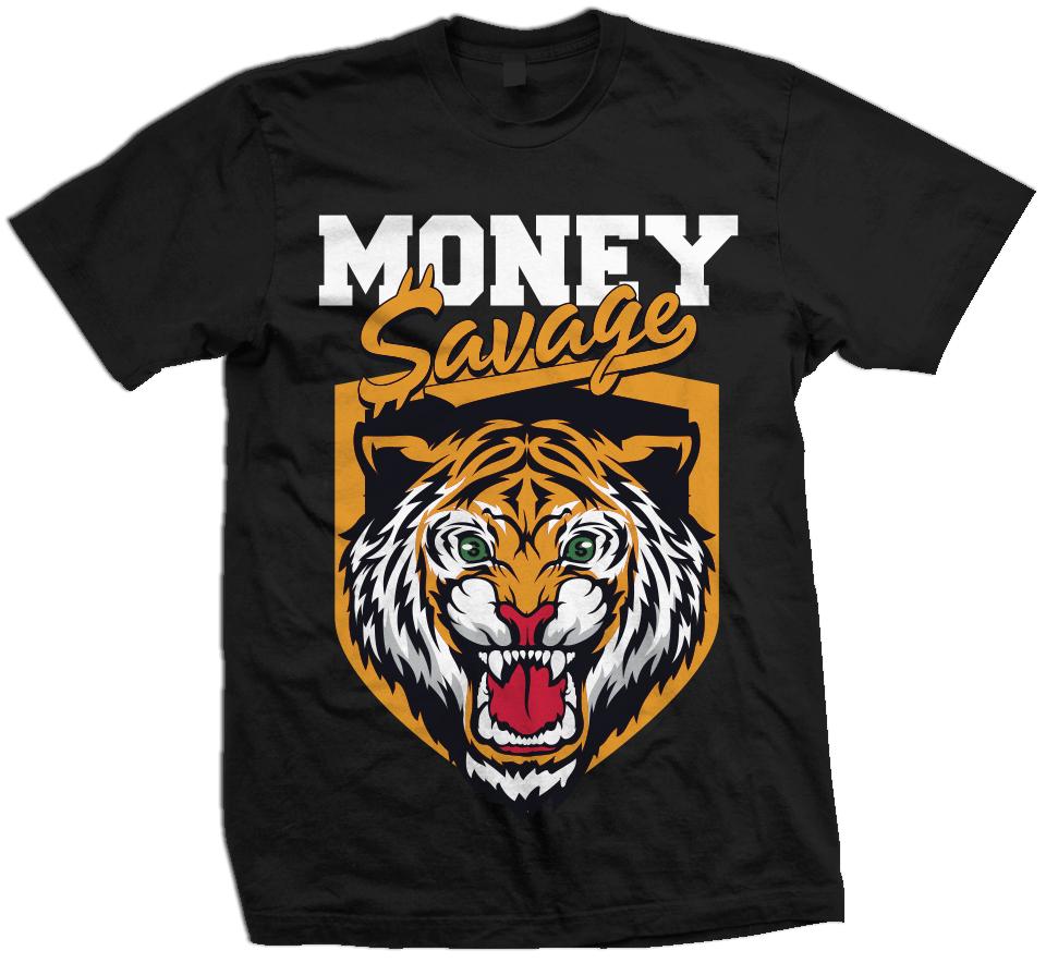Money Savage - Orange on Black T-Shirt