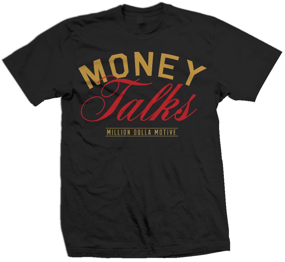 Money Talks - Red/Gold on Black T-Shirt