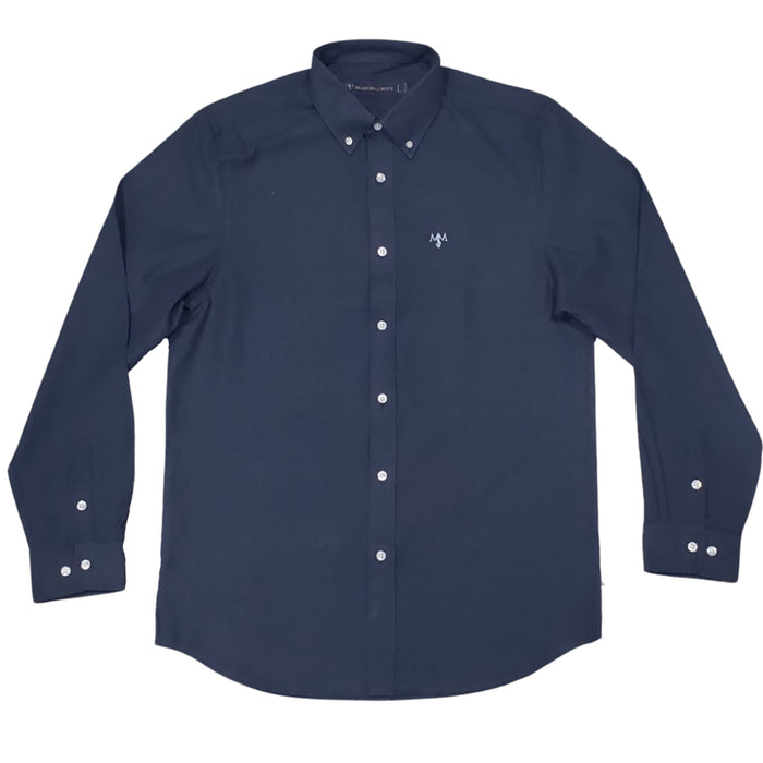 Navy Oxford Long Sleeve Shirt with U. Blue Logo