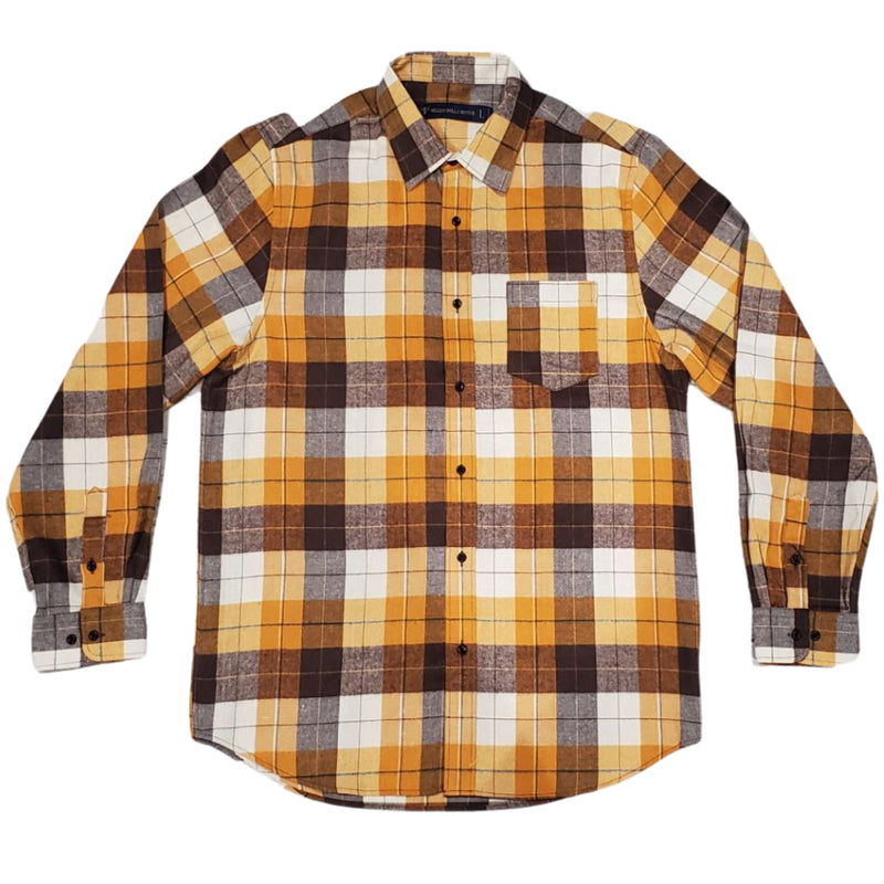 Orange/ Brown/ Sail Flannel Long Sleeve Shirt T-Shirt Million Dolla Motive 