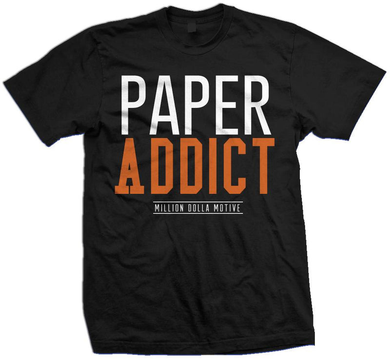 Paper Addict - Orange on Black T-Shirt T-Shirt Million Dolla Motive 