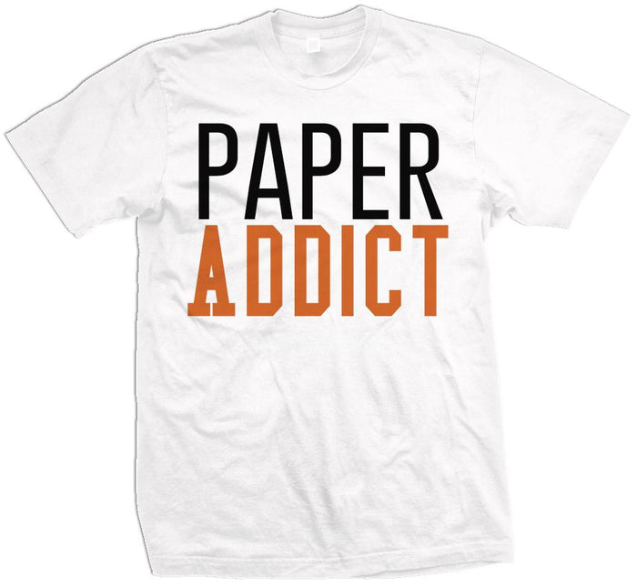 Paper Addict - Orange on White T-Shirt