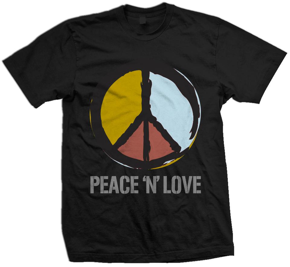 Peace N Love - Graphite/Gold on Black T-Shirt