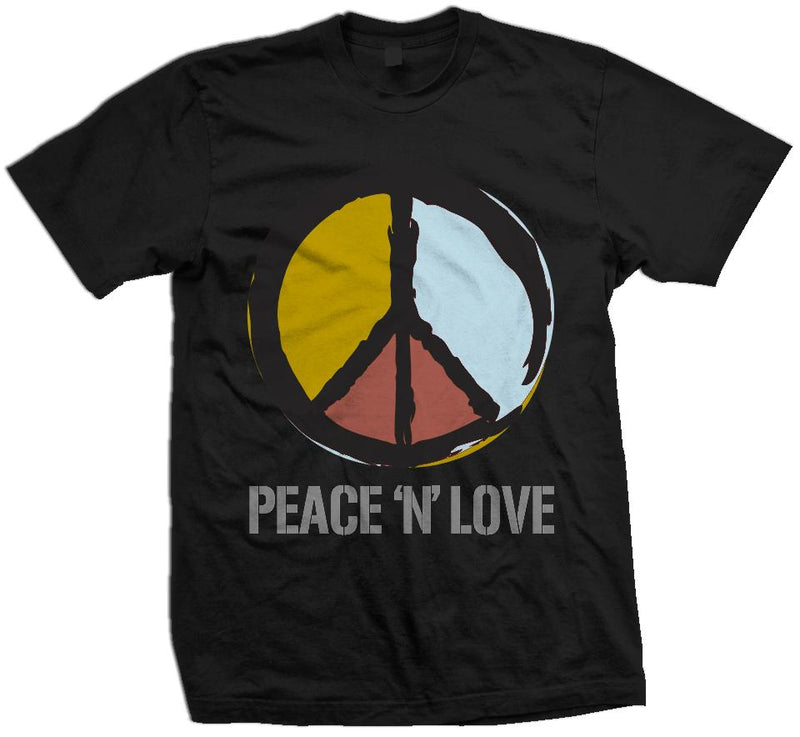 Peace N Love - Graphite/Gold on Black T-Shirt T-Shirt Million Dolla Motive 