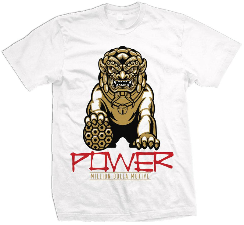 Power - Red/Gold on White T-Shirt T-Shirt Million Dolla Motive 