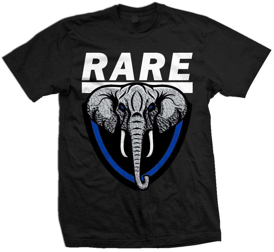 Rare Elephant - Royal Blue on Black T-Shirt