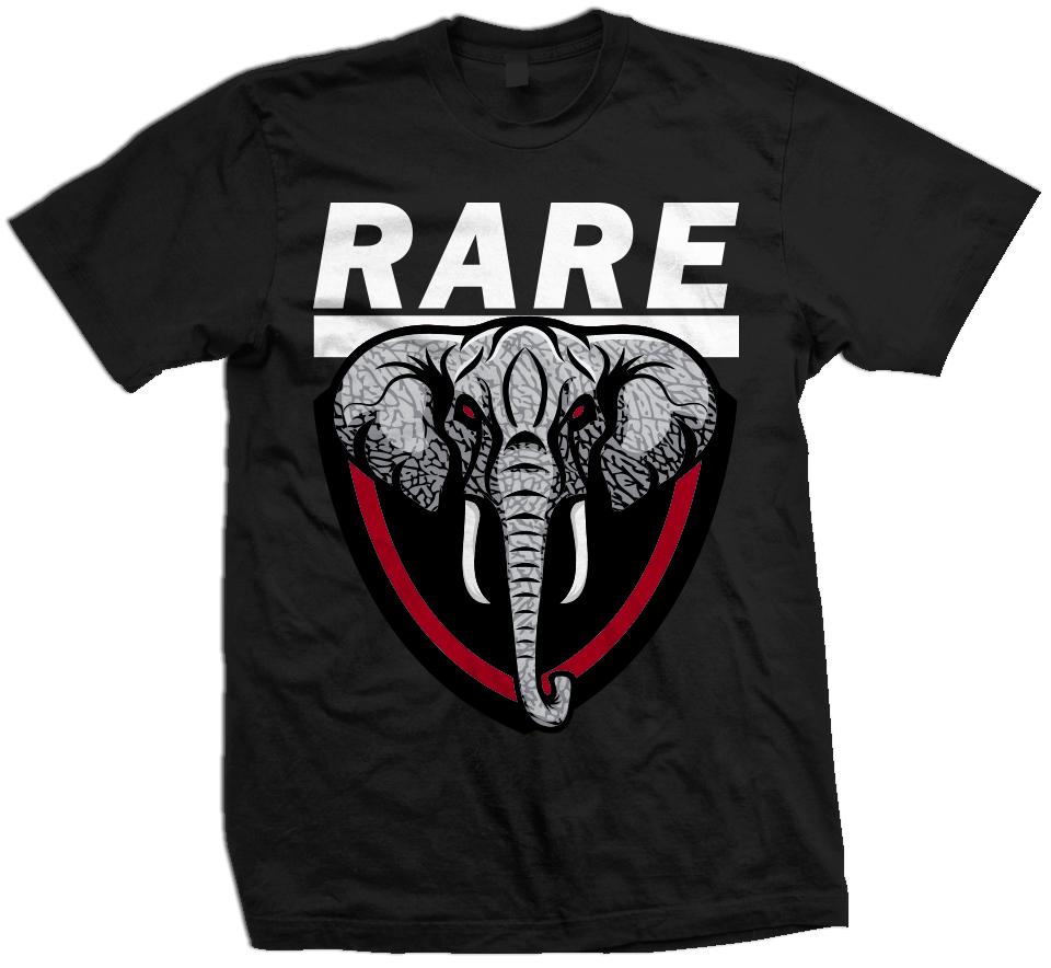 Rare Elephant - Red on Black T-Shirt
