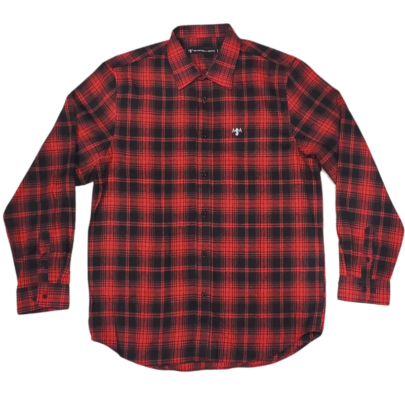 Red and Black Flannel Long Sleeve Shirt T-Shirt Million Dolla Motive 