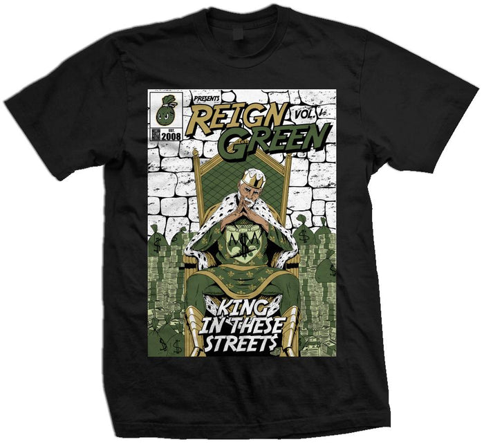 Reign Green Comic V. 1 - King In These Streets -  Black T-Shirt