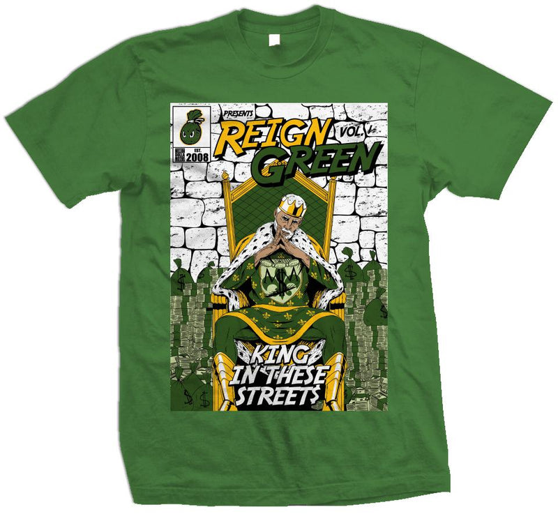Reign Green Comic V. 1 - King In These Streets - Kelly Green T-Shirt T-Shirt Million Dolla Motive 