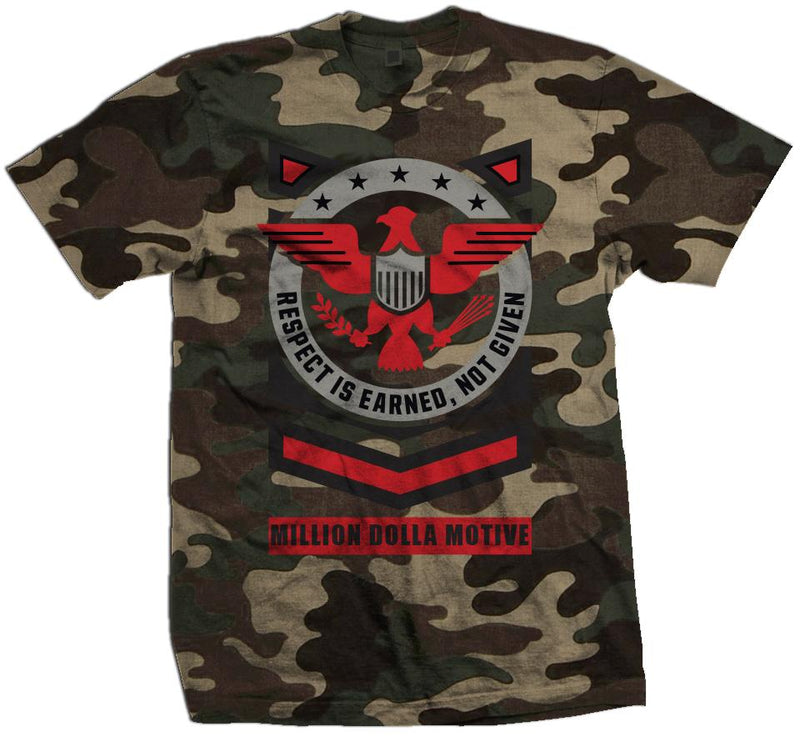 Respect Is Earned - Forest Green Camo T-Shirt T-Shirt Million Dolla Motive 