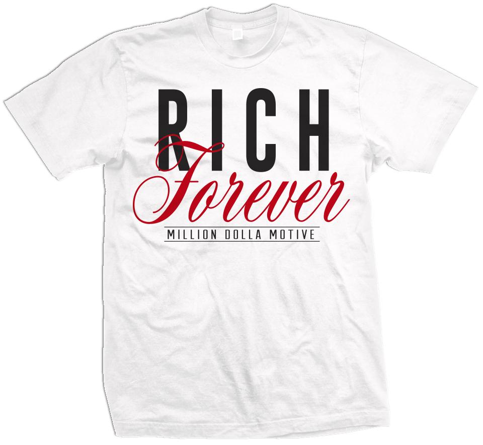 Rich Forever - Fire Red on White T-Shirt