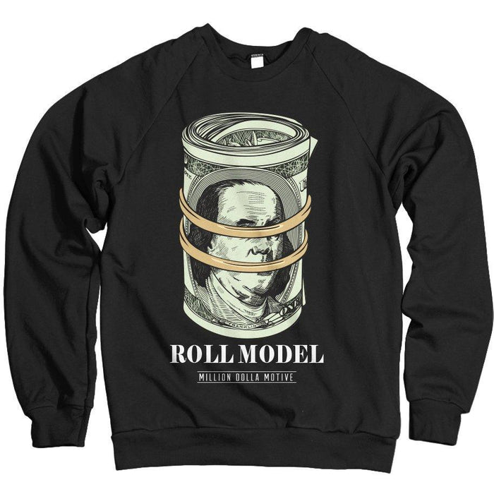 Roll Model - Black Crewneck Sweatshirt - Million Dolla Motive
