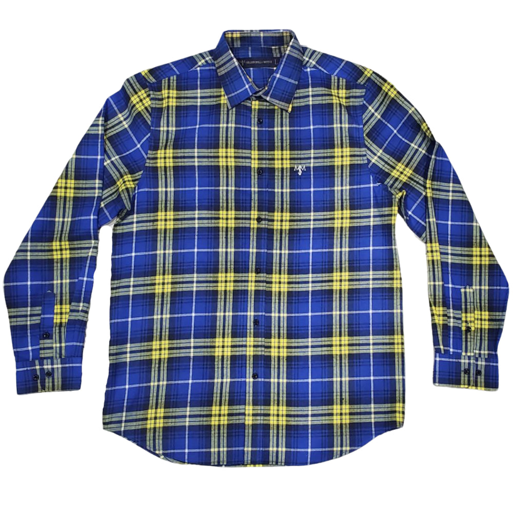 Royal Blue and Yellow Flannel Long Sleeve Shirt